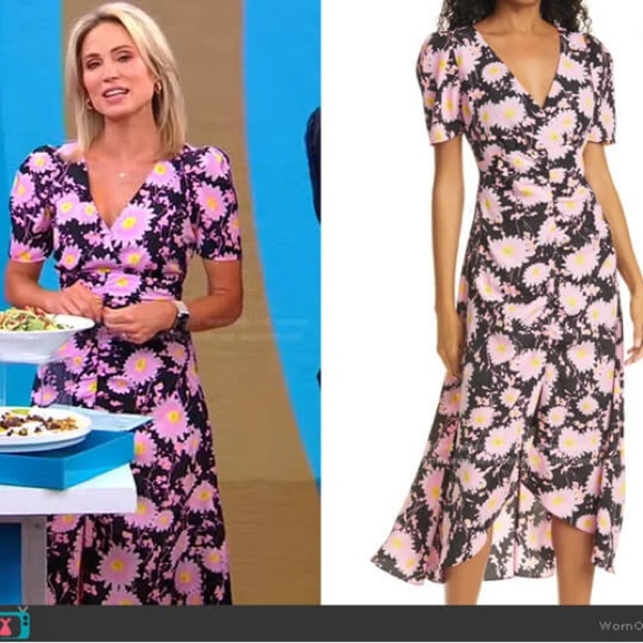 NWT Likely Mylene Ruched Floral High-Low Midi Dress Size 2 $238 - Picture 1 of 8